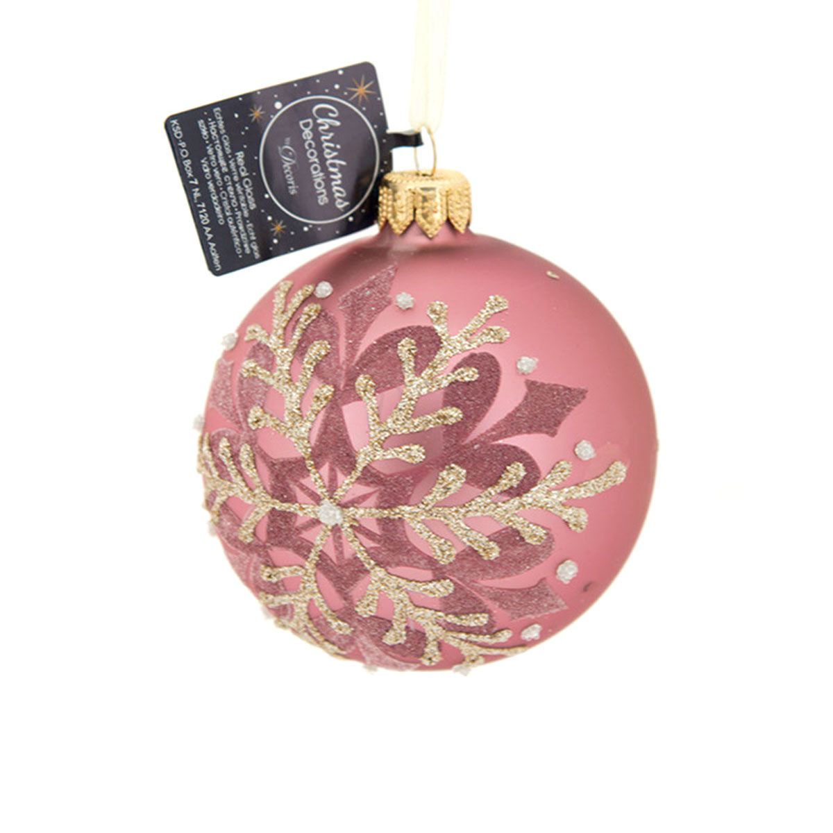 KUGLA NOVOGODIŠNJA STAKLENA 8CM VELVET PINK 050391