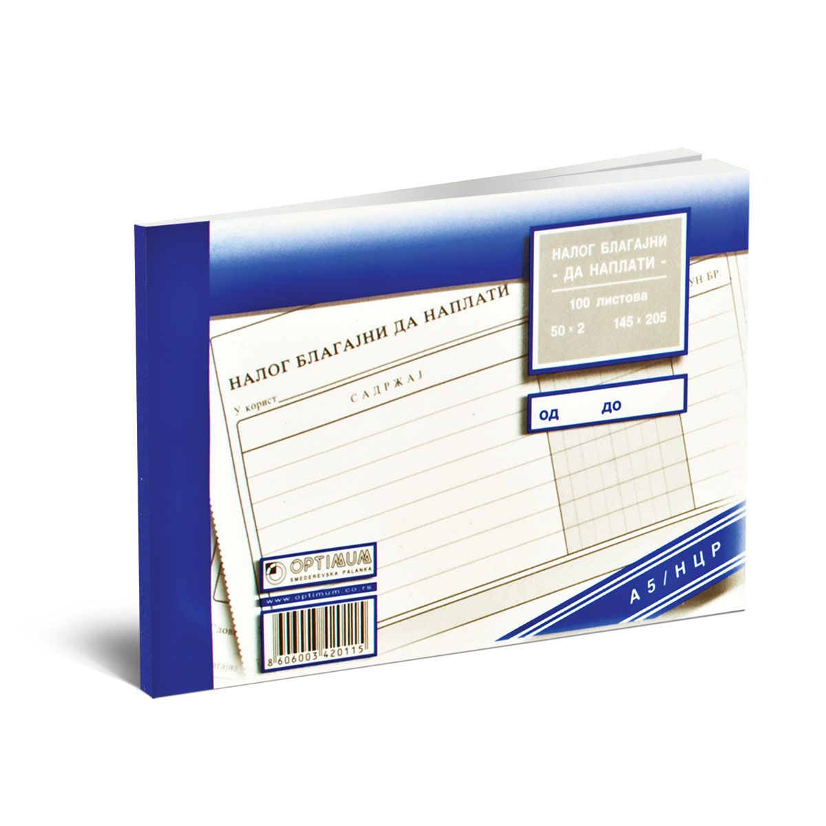BLOK A5 NALOG BLAGAJNI DA NAPLATI OPTIMU