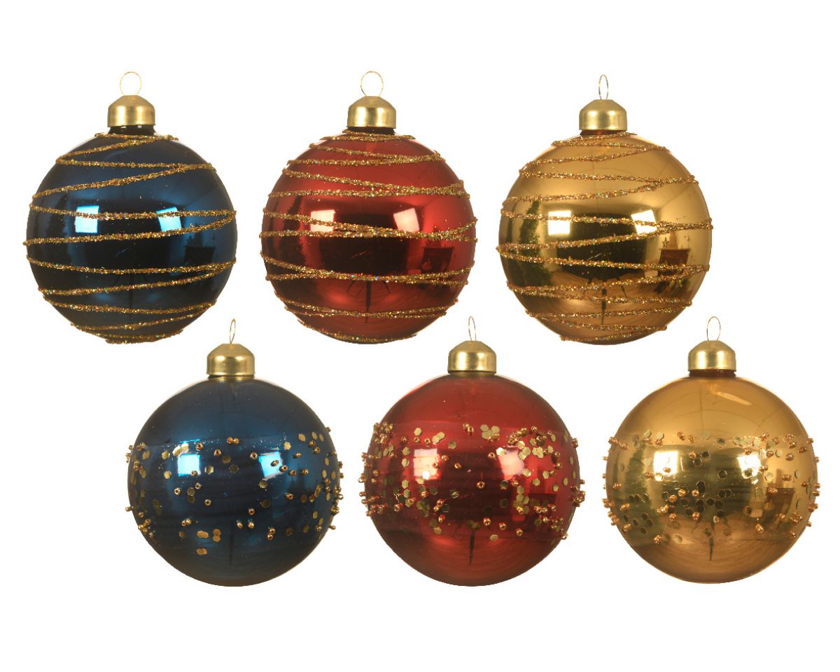 KUGLA NOVOGODIŠNJA STAKLENA 8CM MIX 061048