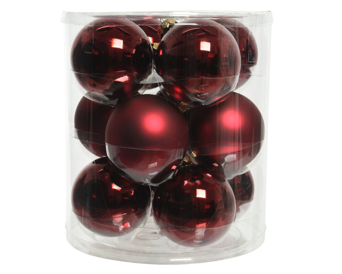 KUGLA NOVOGODIŠNJA STAKLENA 12/1 8CM CRVENA OXBLOOD 141303