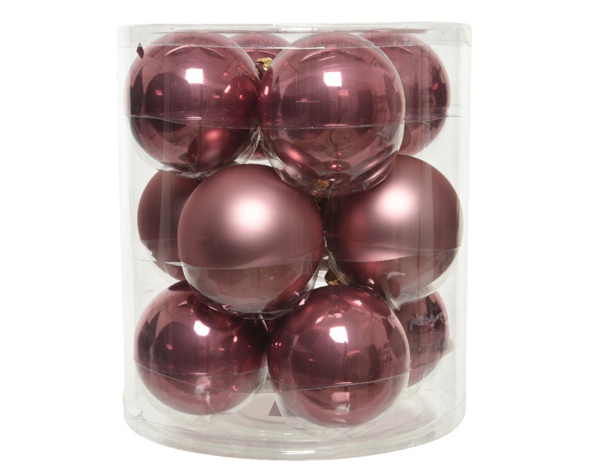 KUGLA NOVOGODIŠNJA STAKLENA 12/1 8CM PINK VELVET 141309