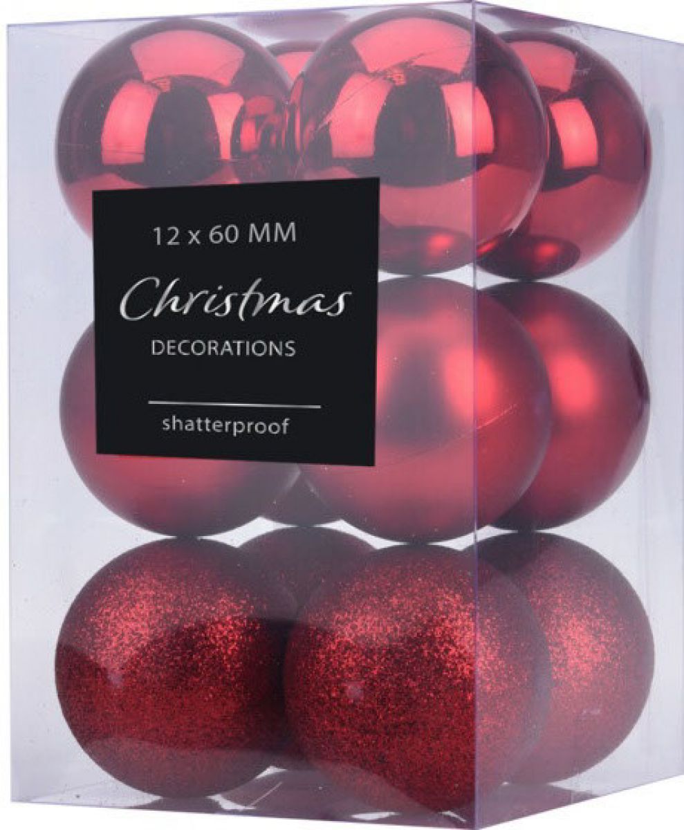 KUGLA NOVOGODIŠNJA 12/1 6CM CRVENA CAN204620