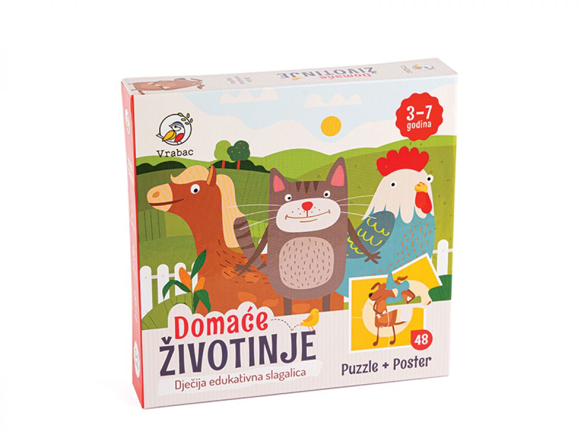 PUZZLE 48 DELOVA DOMAĆE ŽIVOTINJE 12 SLIKA VRABAC
