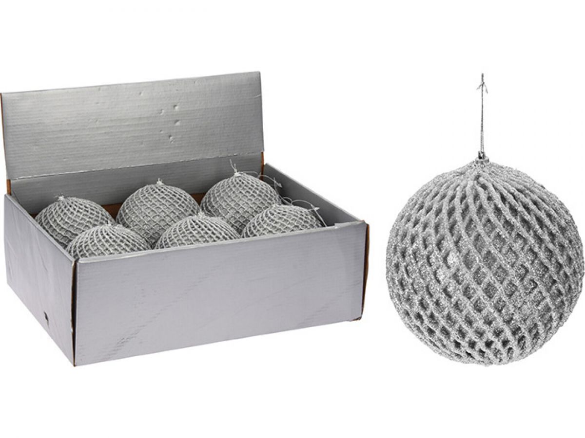 KUGLA NOVOGODIŠNJA 12CM GLITER SILVER CAA126530