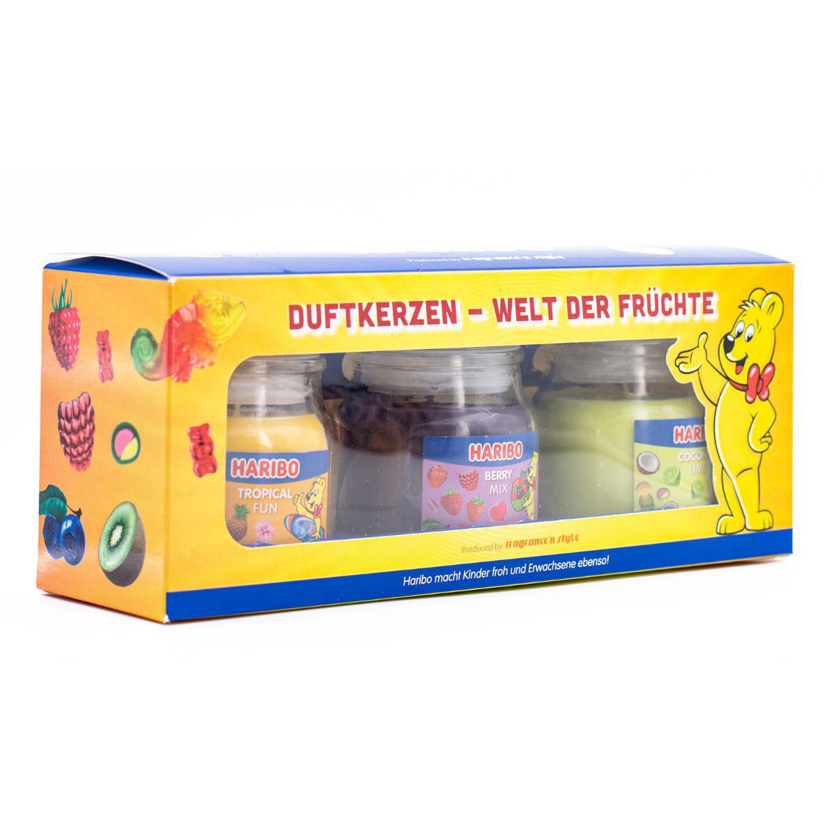 SVEĆA MIRISNA SET 3/1 3X85g HARIBO-FRUCHZ POWE-BERRY MIX,COCONUT LIME,TROPICAL