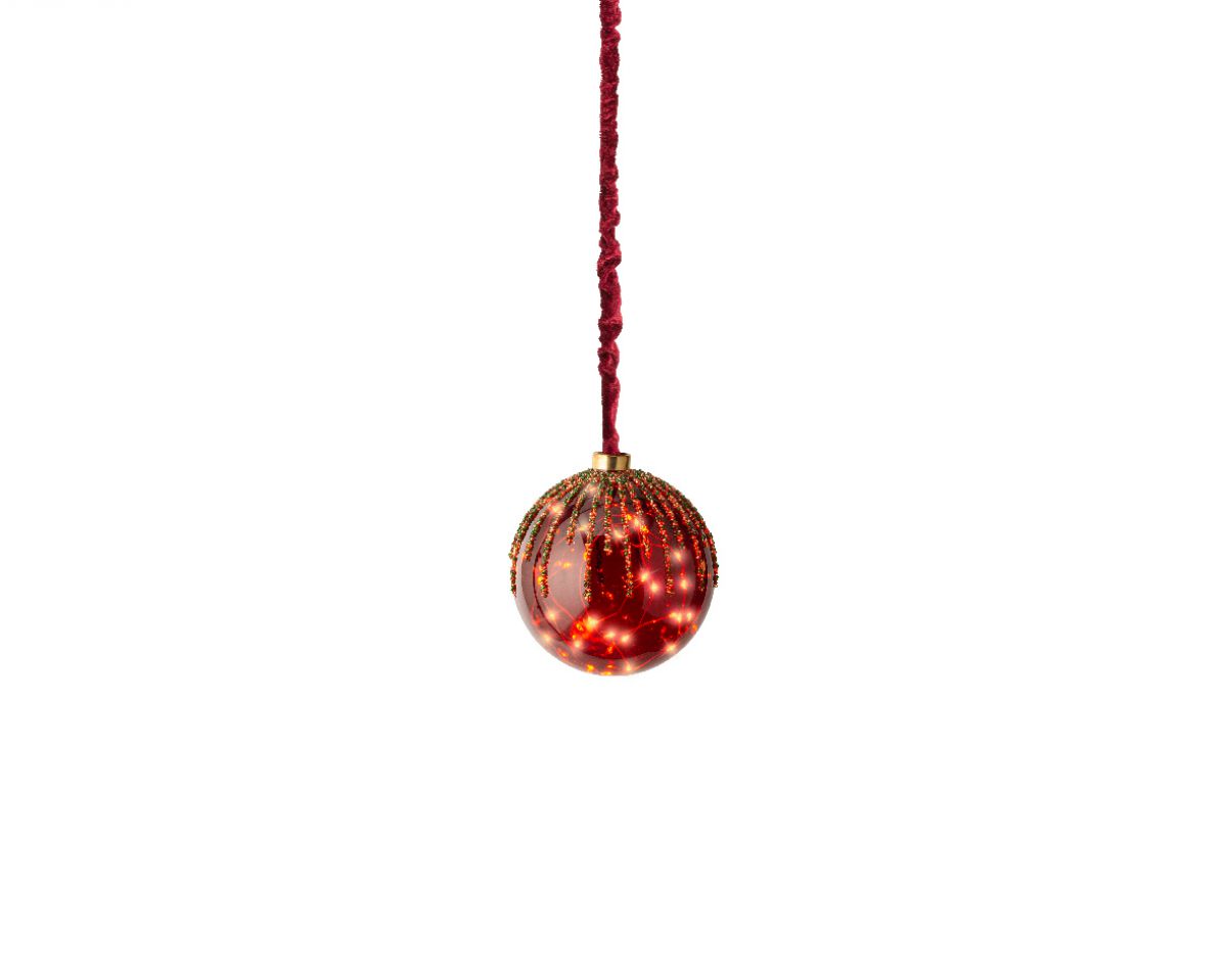 KUGLA NOVOGODIŠNJA SA LED SVETLOM 14CM CRVENA 486305