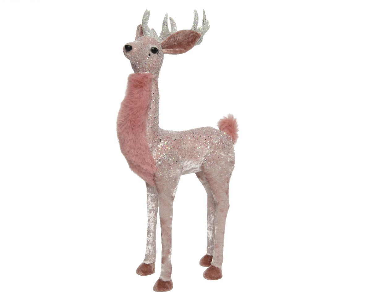 NOVOGODIŠNJA FIGURA JELEN 20X8X46CM PINK 522244