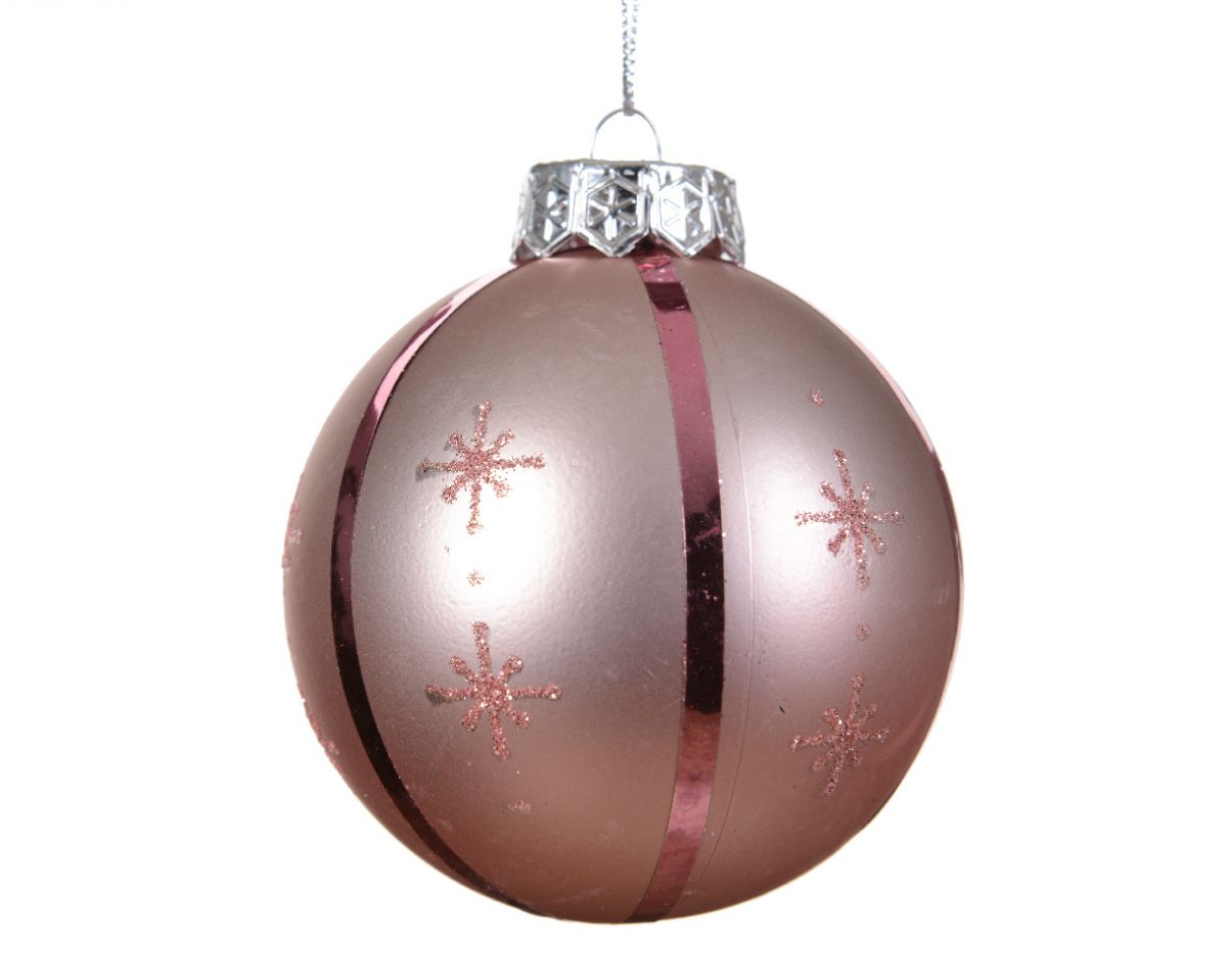 KUGLA NOVOGODIŠNJA 8CM PINK 029461