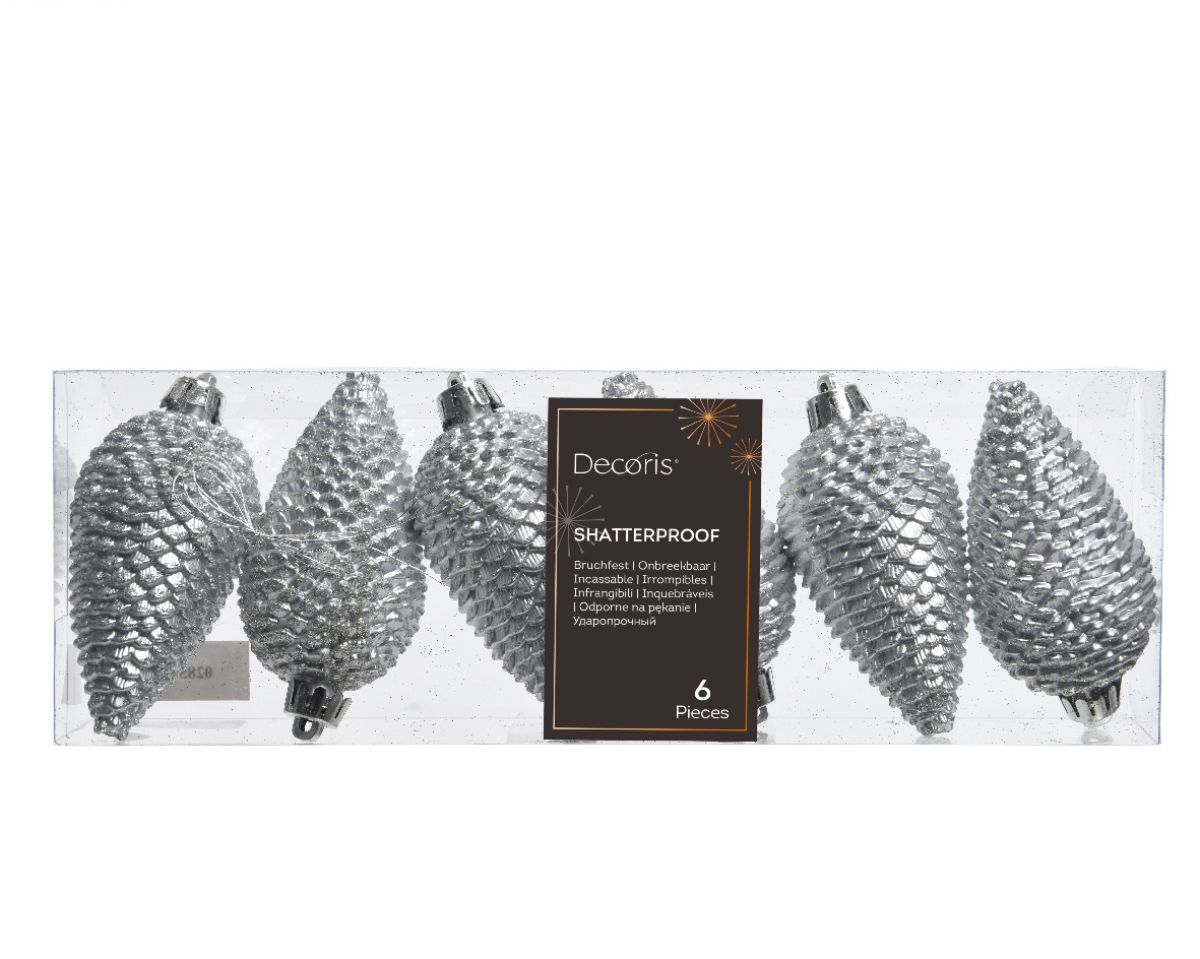 NOVOGODIŠNJI UKRAS ŠIŠARKA 6/1 8CM SILVER 028571