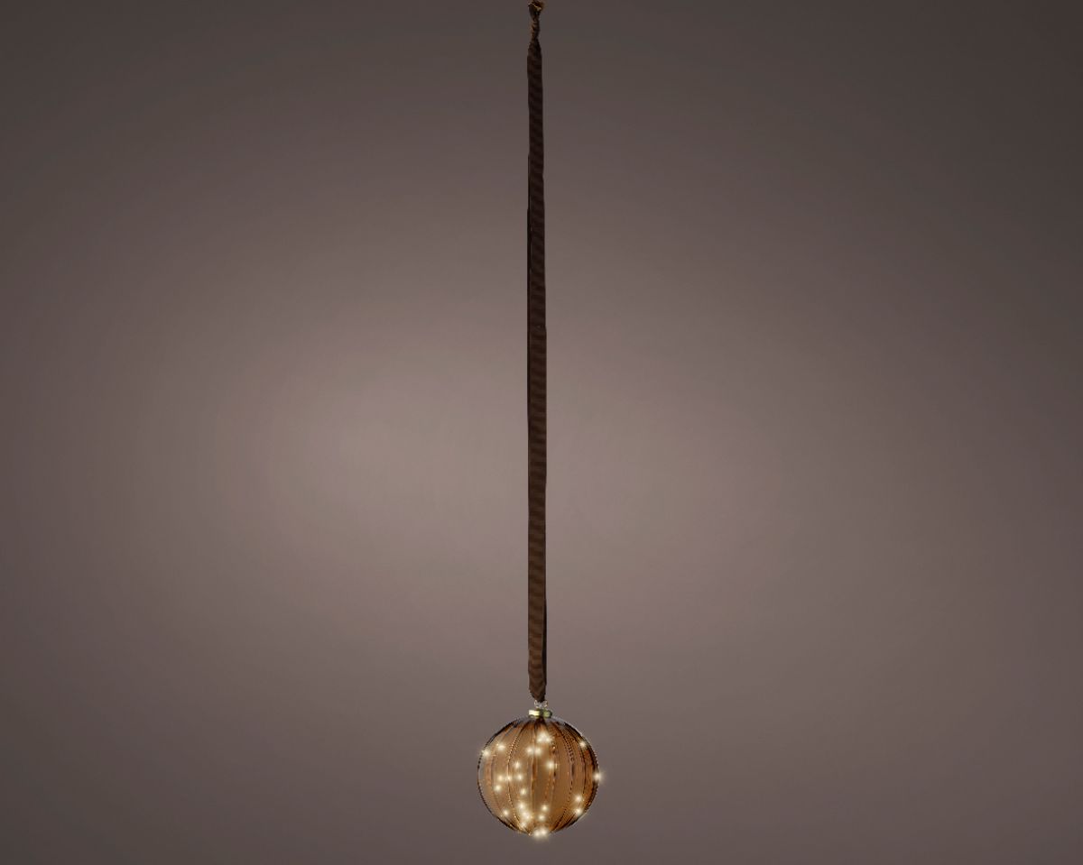 KUGLA NOVOGODIŠNJA BRAON SA LED SVETLOM 14CM 487589