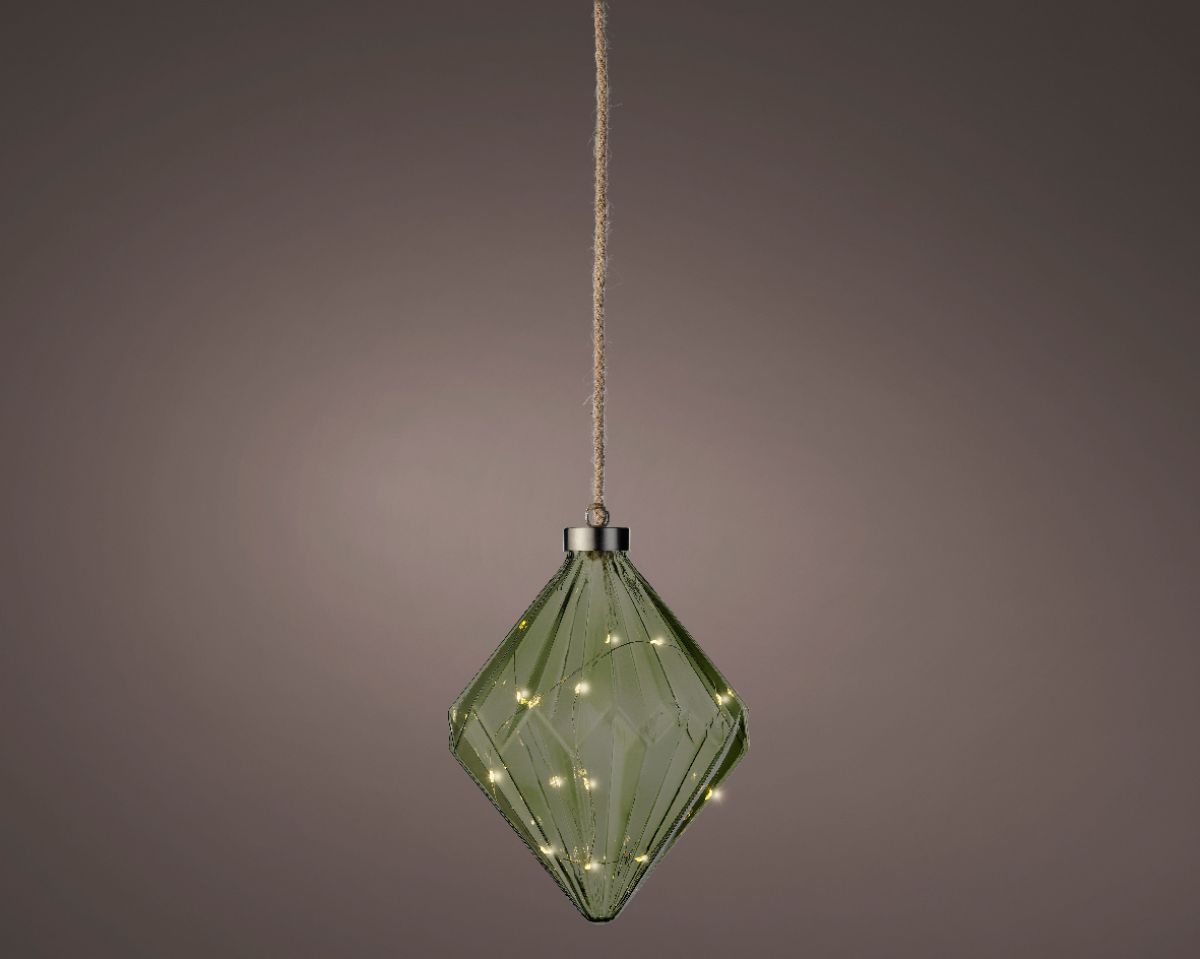 NOVOGODIŠNJI UKRAS DIJAMANT ZELENI SA LED SVETLOM 16X20CM 487603